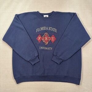 Vintage Florida State Seminoles Sweatshirt Mens 2XL Blue Embroidered FSU 90s